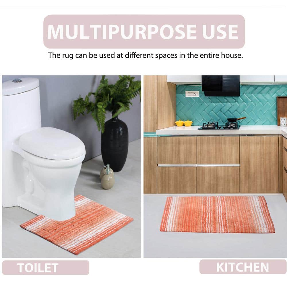 Coral Cotton 3-Piece Bathroom Rug Set with Contour