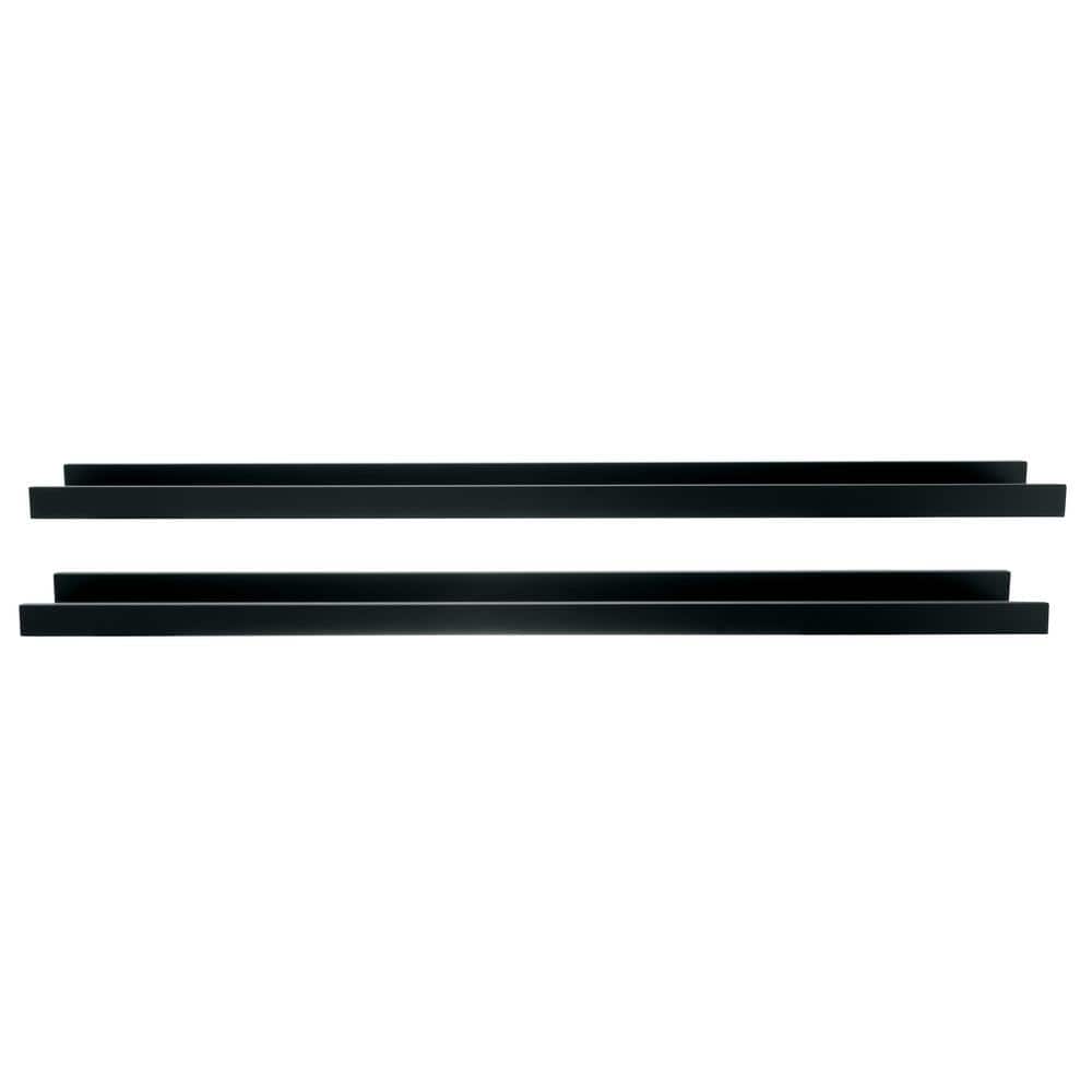 Black Engineered Wood Floating Wall Shelves Set of 2
