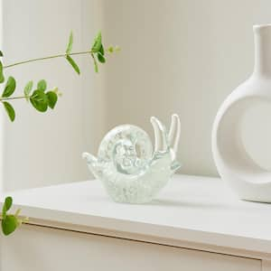 Lorelei Clear Glow-in-the-Dark 5.8 in. x 4.6 in. Decorative Accent Glass Sculpture Figure-Snail