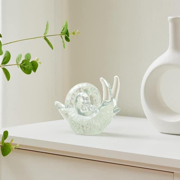 DANYA B Lorelei Clear Glow-in-the-Dark 5.8 in. x 4.6 in. Decorative Accent Glass Sculpture Figure-Snail