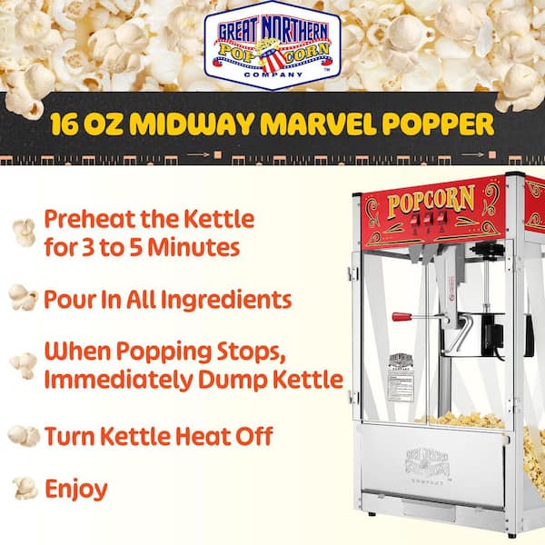 GREAT NORTHERN 1350-Watt 16 oz. Red Countertop Popper Popcorn
