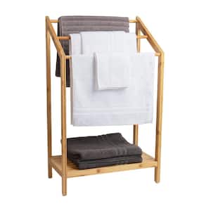 Rayon from Bamboo 3-Tier Towel Freestanding Holders Drying Stand in Brown