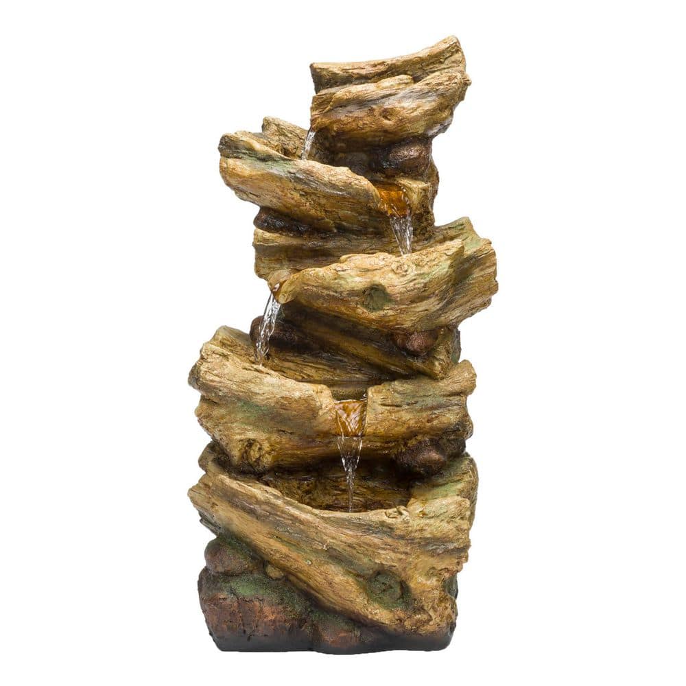 Alpine Corporation 24 in. Tall Outdoor 4-Tier Tree Trunk Log
