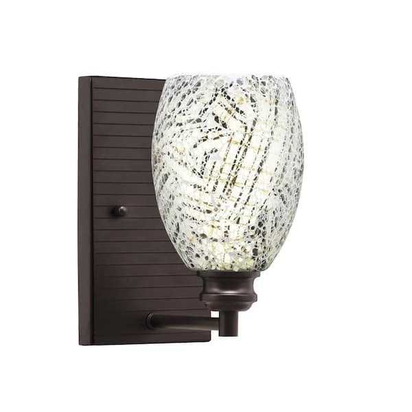 Unbranded Albany 1-Light Espresso 5 in. Wall Sconce with Natural Fusion Glass Shade