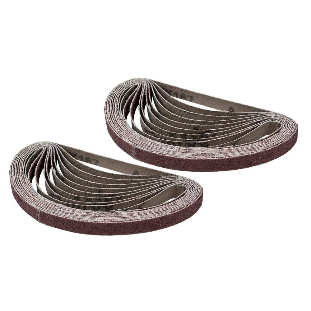 Metal Polishing Belt Sander Tool for Woodworking 1/2 x 18 Inch Sanding Belts 4 Each of 40/60/80/100/120/180/240 Grits 28 Pack Aluminum Oxide Sanding Belt