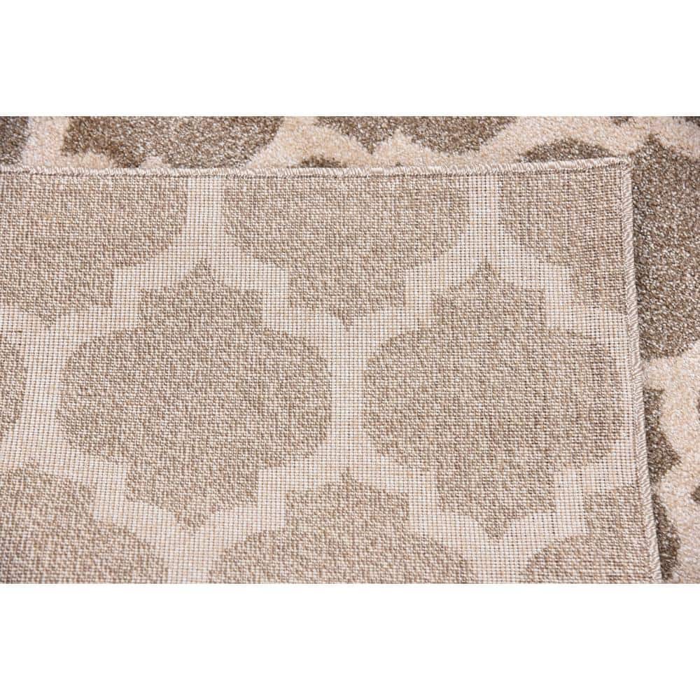 Elegant Trellis Light Brown 4'x6' Stain-Resistant Area Rug