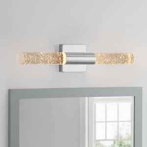 Madison Place 22.87 in. 1-Light Chrome Integrated LED Bathroom Vanity Light Bar with Seedy Glass Tube