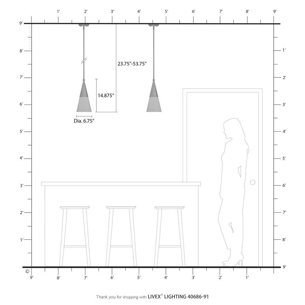 Stockholm Brushed Nickel 1-Light Mini Pendant with Off-White Shade