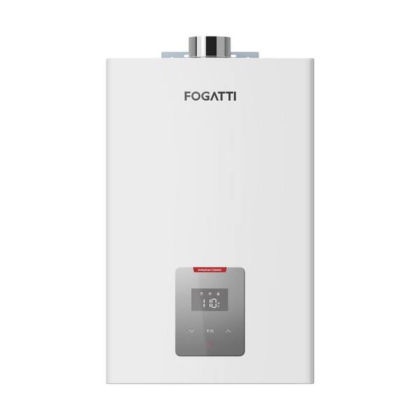 FOGATTI InstaGas Classic CS120 5.1 GPM 120,000 BTU Residential Natural Gas Tankless Water Heater, Indoor White
