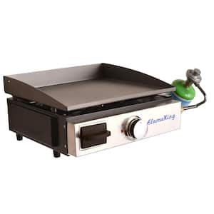 Flame King Flat Top Cast Iron Propane Grill Griddle for Tabletop, Wall Mounted and Floor Stand