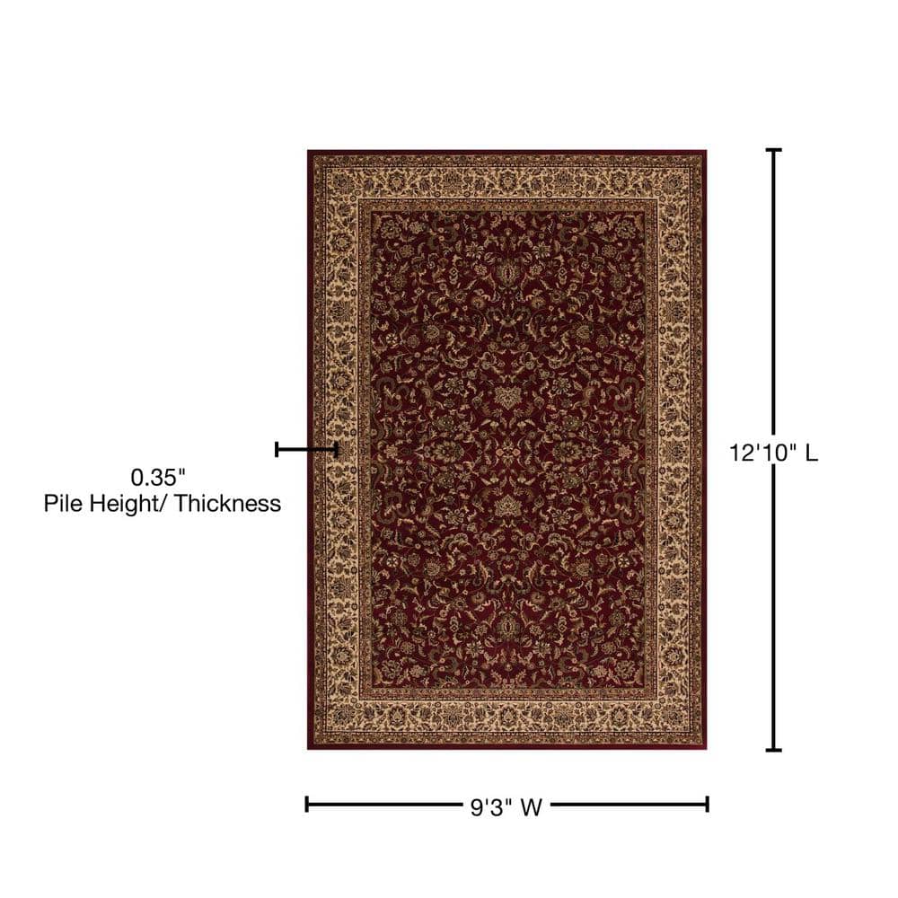Large Red Oriental Synthetic Area Rug with Jute Backing