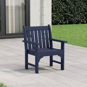 Laguna Outdoor Patio Weather Resistant Poly Plastic Garden Arm Chair in Navy Blue