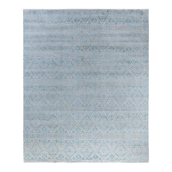 Ikat Beige 8 x 10 Floral Wool Indoor Area Rug