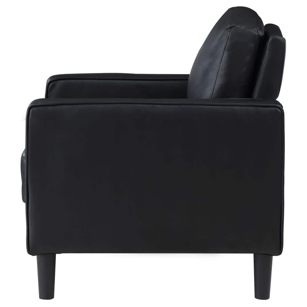 Ruth Black Faux Leather Transitional Accent Chair