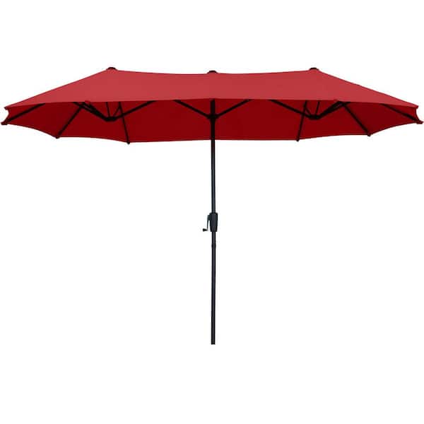 13 ft. Steel Market Patio Umbrella 2-Side in Red
