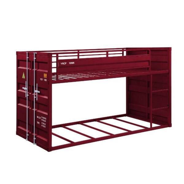 Benjara Red Twin Adjustable Bunk Bed with Metal Frame BM261753 - The ...