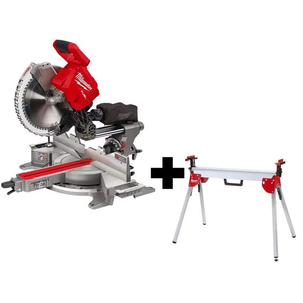 Milwaukee M18 FUEL 18V Lithium-Ion Brushless Cordless 12 in. Dual Bevel Sliding Compound Miter Saw with Stand (Tool-Only) -  2739-20-48-0M