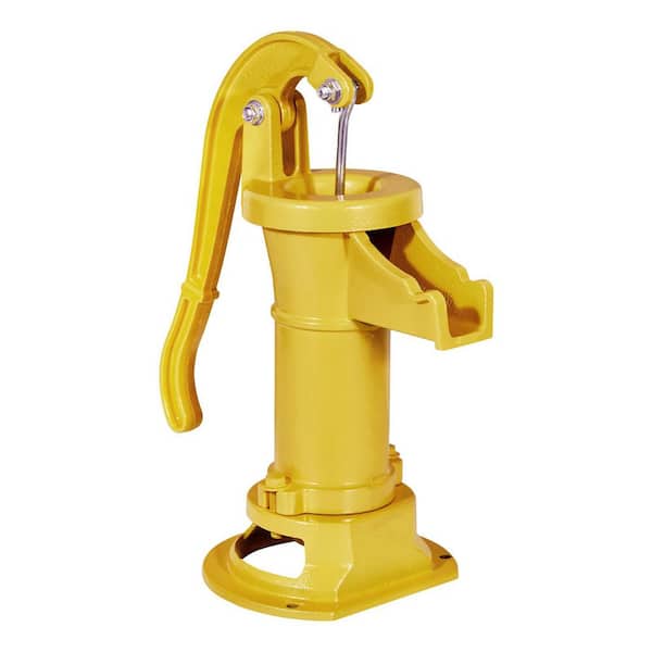 25 ft. Maximum Lift, Well Hand Pitcher Pump, Antique Cast Iron Manual Hand Water Pump, NPT 1-1/4 in. Connection, Yellow