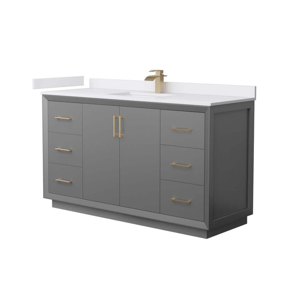 Strada 60 in. W x 22 in. D x 35 in. H Single Bath Vanity in Dark Gray with White Cultured Marble Top price history on PriceWatchPro