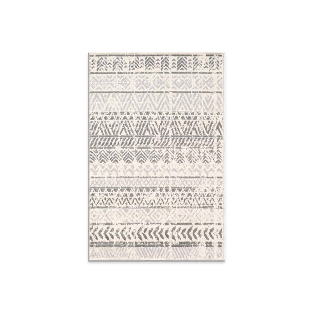 Monaco Gray 2 ft. 7 in. x 4 ft. Geometric Bohemian Design Area Rug price history on PriceWatchPro
