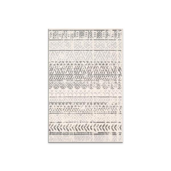 Monaco Gray 2 ft. 7 in. x 4 ft. Geometric Bohemian Design Area Rug