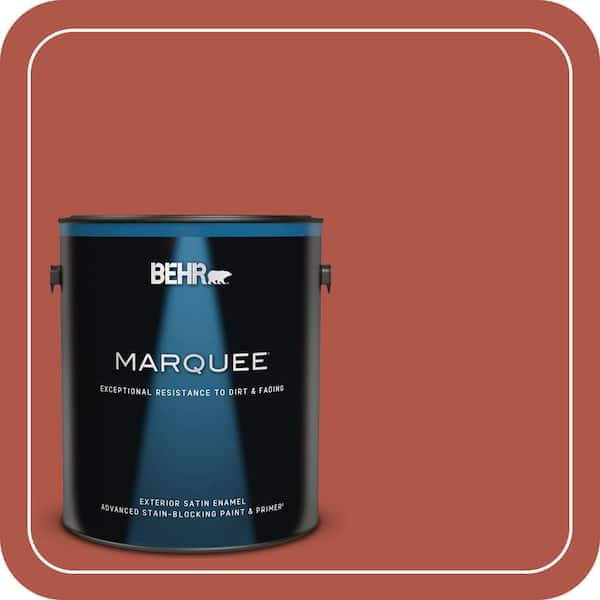 BEHR MARQUEE 1 gal. #PPU2-14 Tibetan Orange Satin Enamel Exterior Paint & Primer