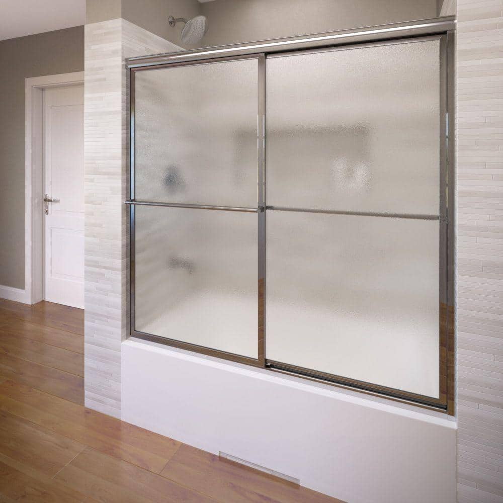 Deluxe 59 in. x 58-1/2 in. Obscure Framed Sliding Tub Door in Silver price history on PriceWatchPro