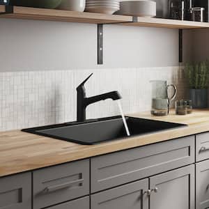 Kennon Drop-in/Undermount Neoroc Granite Composite 25 in. 1-Hole Single Bowl Kitchen Sink in Matte Black
