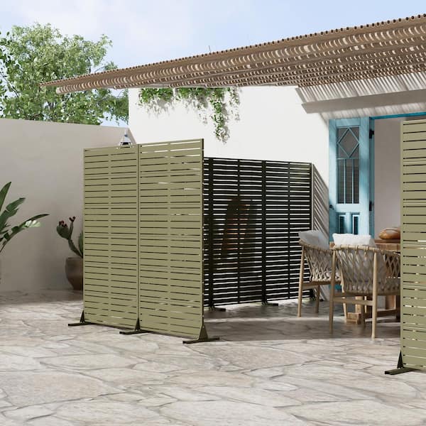 1-Piece 72 in. x 35 in. Rectangle Green Metal Privacy Screen Outdoor Decorative Art Panel