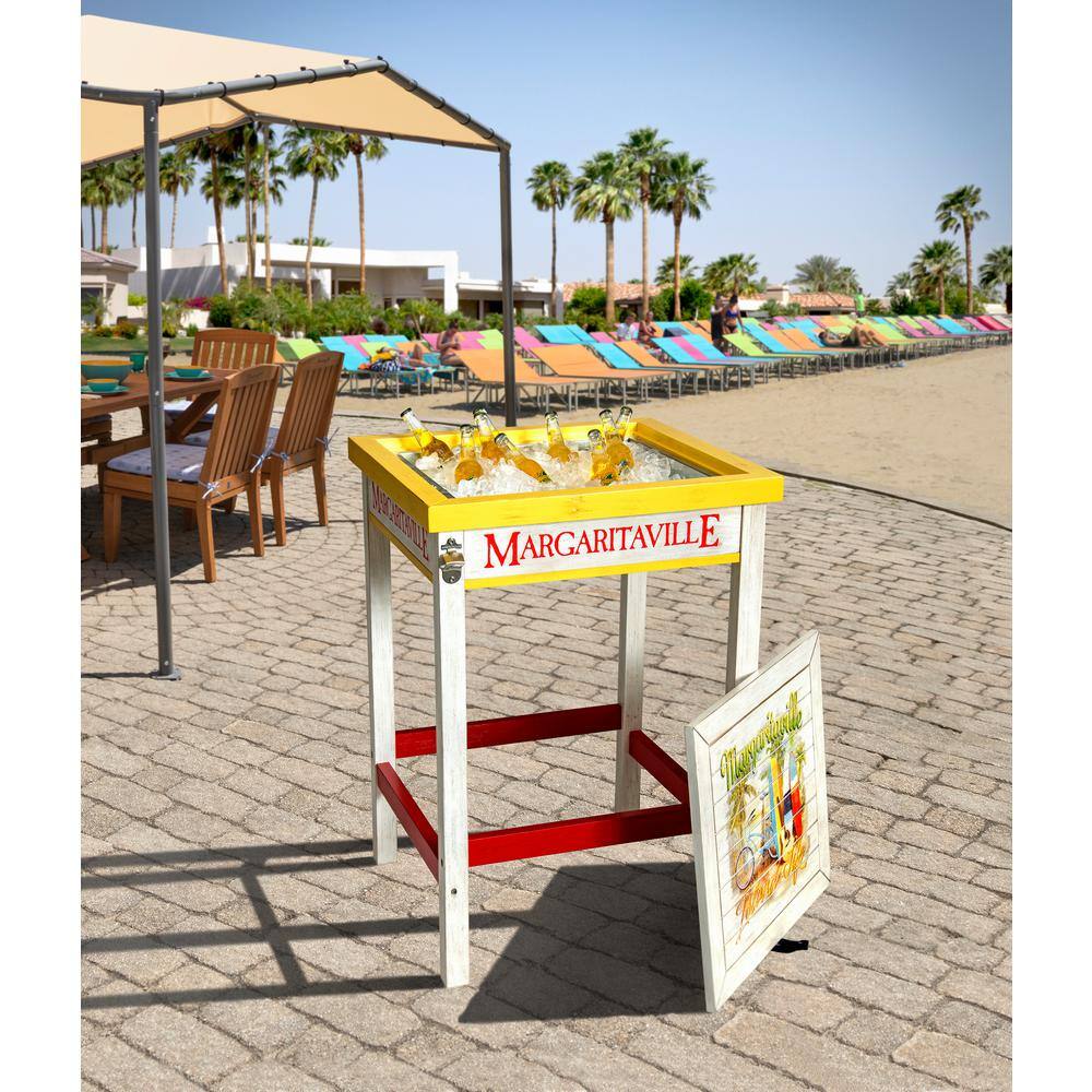 Colorful Poplar Wood Outdoor Bistro Table with Beverage Tub