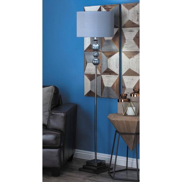 Litton Lane 64 in. x 14 in. Modern Spheres and Blocks Iron and Glass Floor Lamp