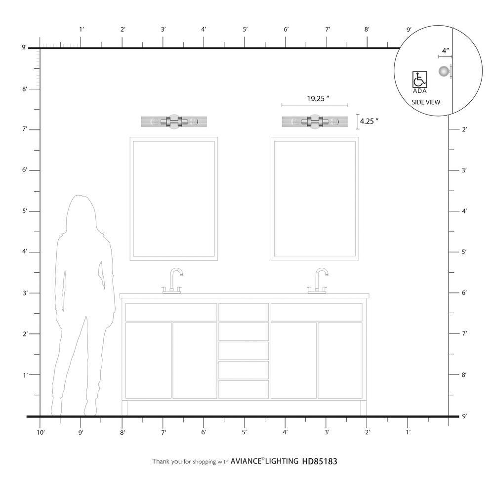 Ludlow Minimalist Brushed Nickel 2-Light Vanity with Clear Glass Shades