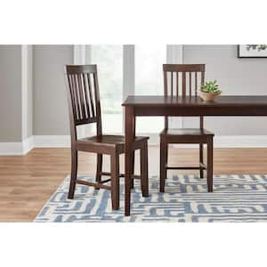 Scottsbury Charcoal Black Wood Dining Chair with Slat Back and Walnut Brown Seat (Set of 2)