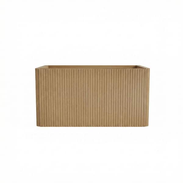30 in. Wall Mounted Floating Bath Vanity Cabinet without Top in Striped Natural Oak for Modern Bathroom
