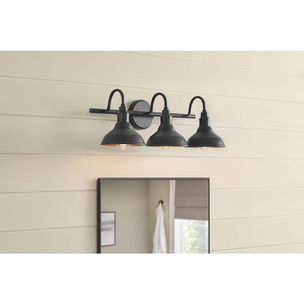 Hampton Bay Kelford 24 in. 3-Light Black Vanity Bath Light