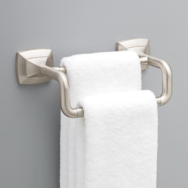 Portwood 6 in. Wall Mount Double Hand Towel Bar Bath Hardware Accessory in Brushed Nickel