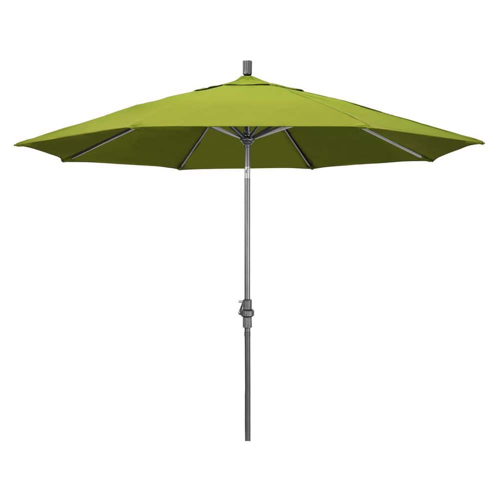 11 ft. Hammertone Grey Aluminum Market Patio Umbrella  Aluminum Ribs Collar Tilt Crank Lift in Ginkgo Pacifica price history on PriceWatchPro