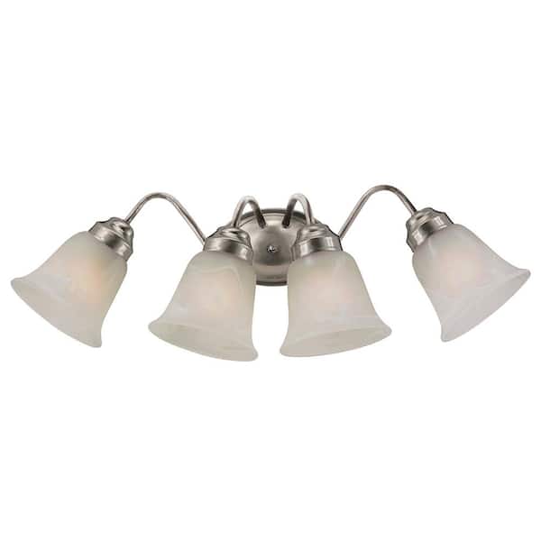 Bel Air Lighting Majestic 4-Light Brushed Nickel Vanity Light with Marbleized Glass Shades