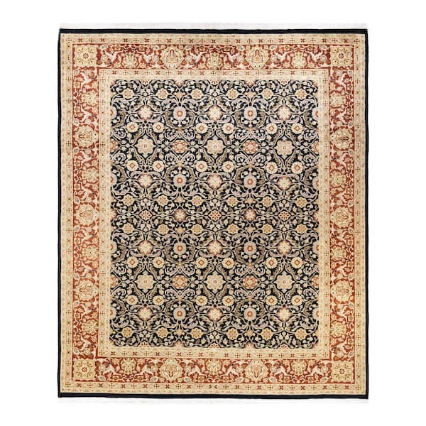 Mogul Traditional Black 8 ft. 2 in. x 9 ft. 10 in. Oriental Area Rug