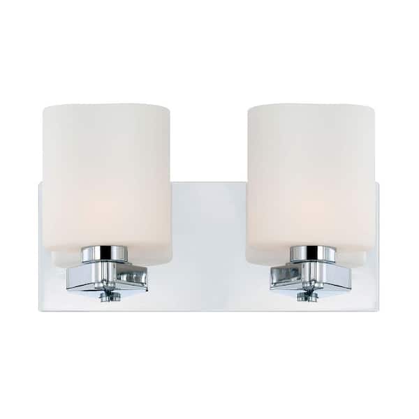 Titan Lighting Embro 2-Light Chrome Vanity Light with Oval White Opal Glass