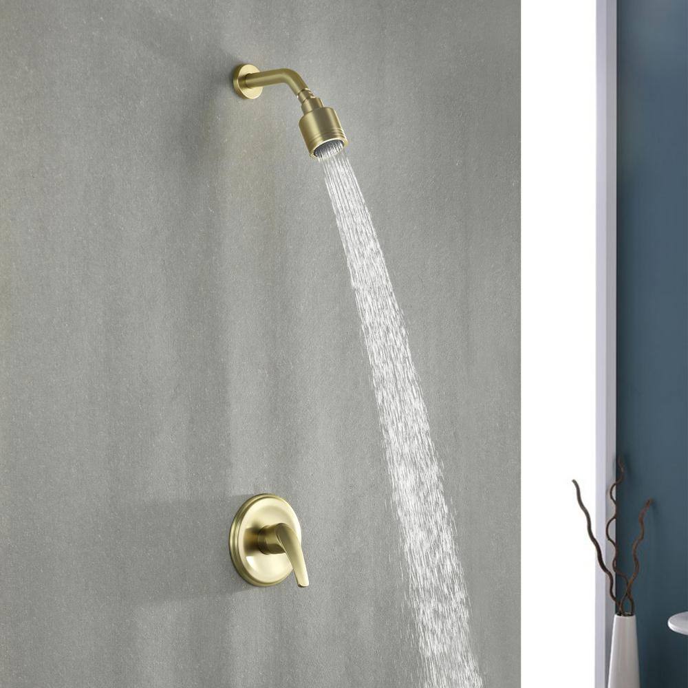 Brushed Gold Wall Mounted Rain Shower Faucet Set
