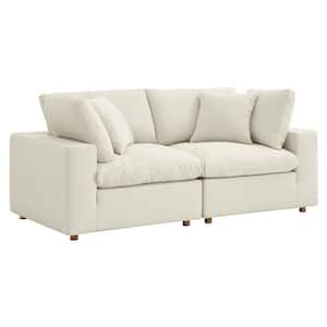 Commix 80 in. W Down Filled Overstuffed 2 Piece Sectional Sofa Set in Light Beige
