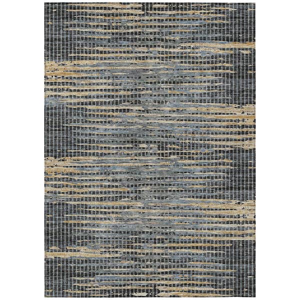 Chantille Machine Washable Indoor/Outdoor Abstract ACN2642 Black 9 ft. x 12 ft. Area Rug