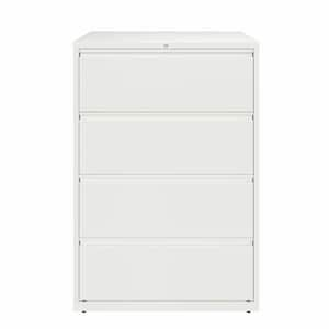 36 in. W 4-Drawer White Metal Lateral File Cabinet for Home and Office, Holds Letter, Legal and A4 Hanging Folders