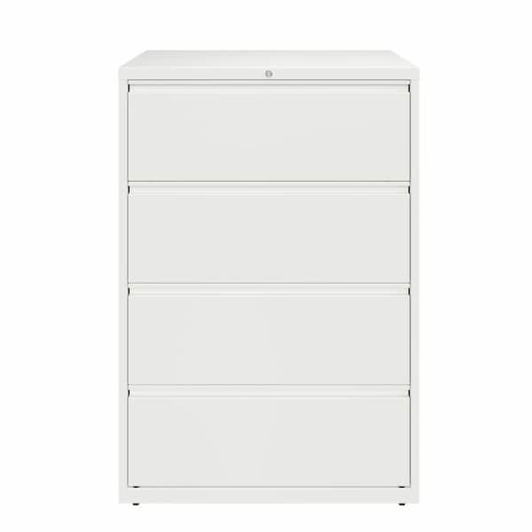 36 in. W 4-Drawer White Metal Lateral File Cabinet for Home and Office, Holds Letter, Legal and A4 Hanging Folders
