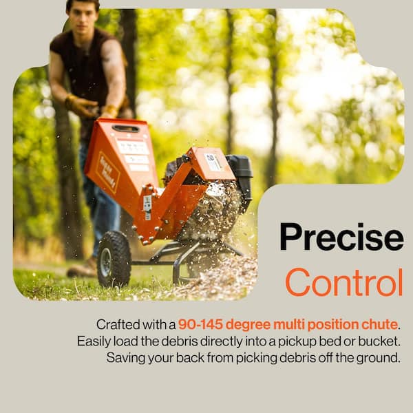 SuperHandy Compact Wood Chipper – 3 in. Capacity, 7 HP Gas Engine