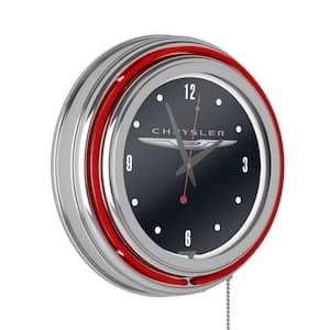 Chrysler Red Logo Lighted Analog Neon Clock