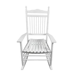 White Wood Outdoor Rocking Chair Balcony Porch Adult Rocking Chair