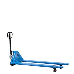 Extra Long 4,400 lbs. 27 in. x 72 in. Manual Pallet Truck German Seal System with Polyurethane Wheels