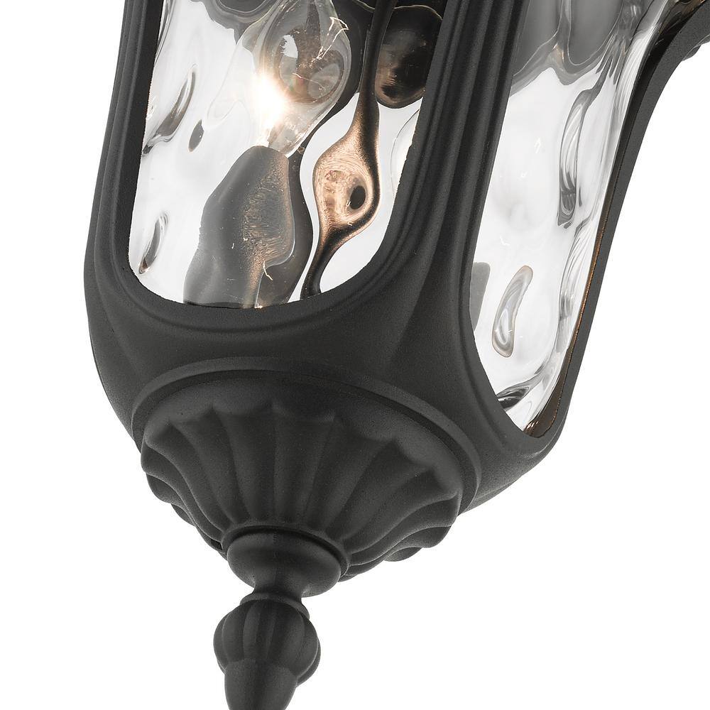 Elegant Oxford Hand-Blown Clear Water Glass 2-Light LED Flush Mount in Textured Black